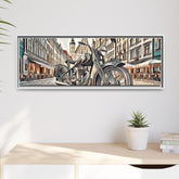 European City Motorcycle Abtract Sketch Framed Canvas Print
